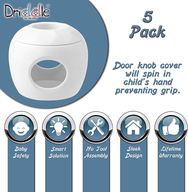 Driddle Door Knob Safety Cover for Kids - 5 Pack - Baby Proof Door Knob Covers - Door Locks for Kids Safety Child Proof - White - Image 3